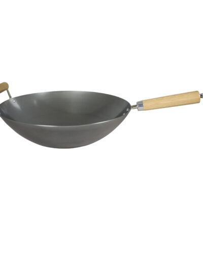 Dexam Heavy Gauge Uncoated Carbon Steel Wok with Handle - 14"/36cm