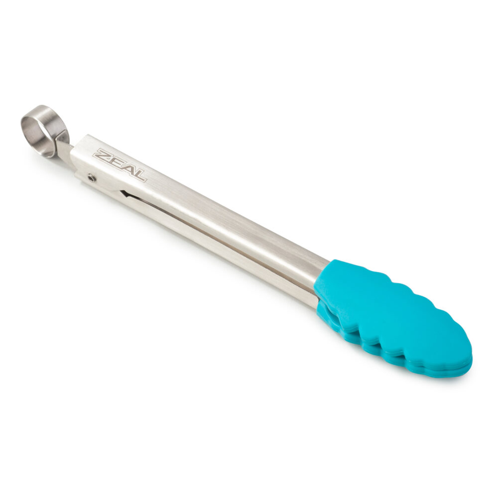 Zeal 20cm Silicone Cooks Tongs -  Aqua