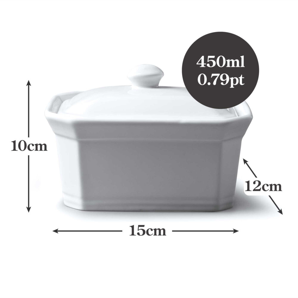 WM Bartleet & Sons 15 x 12cm Porcelain Butter Dish -  White