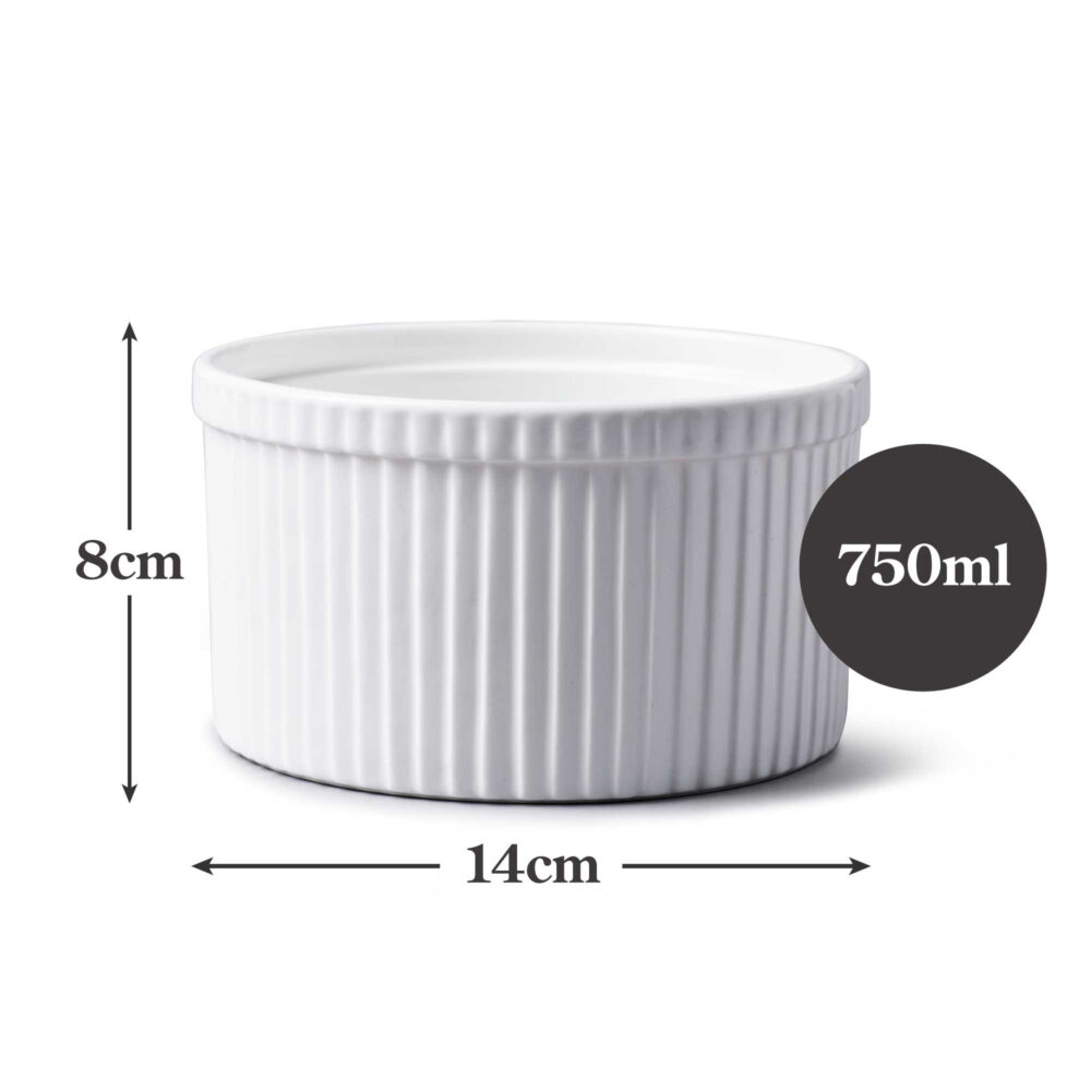 WM Bartleet & Sons 14cm, 750ml Porcelain Souffle Dish -  White