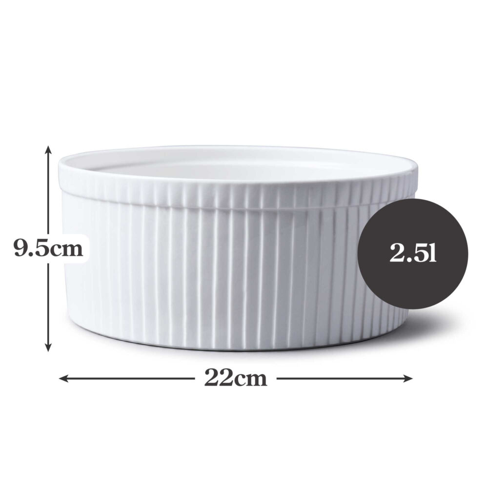 WM Bartleet & Sons 22cm 2.5l Porcelain Souffle Dish -  White