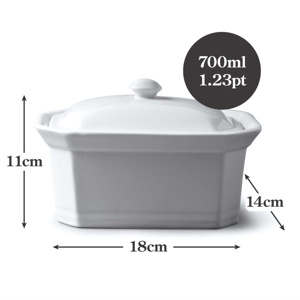 WM Bartleet & Sons 18 x 14cm Porcelain Butter Dish -  White