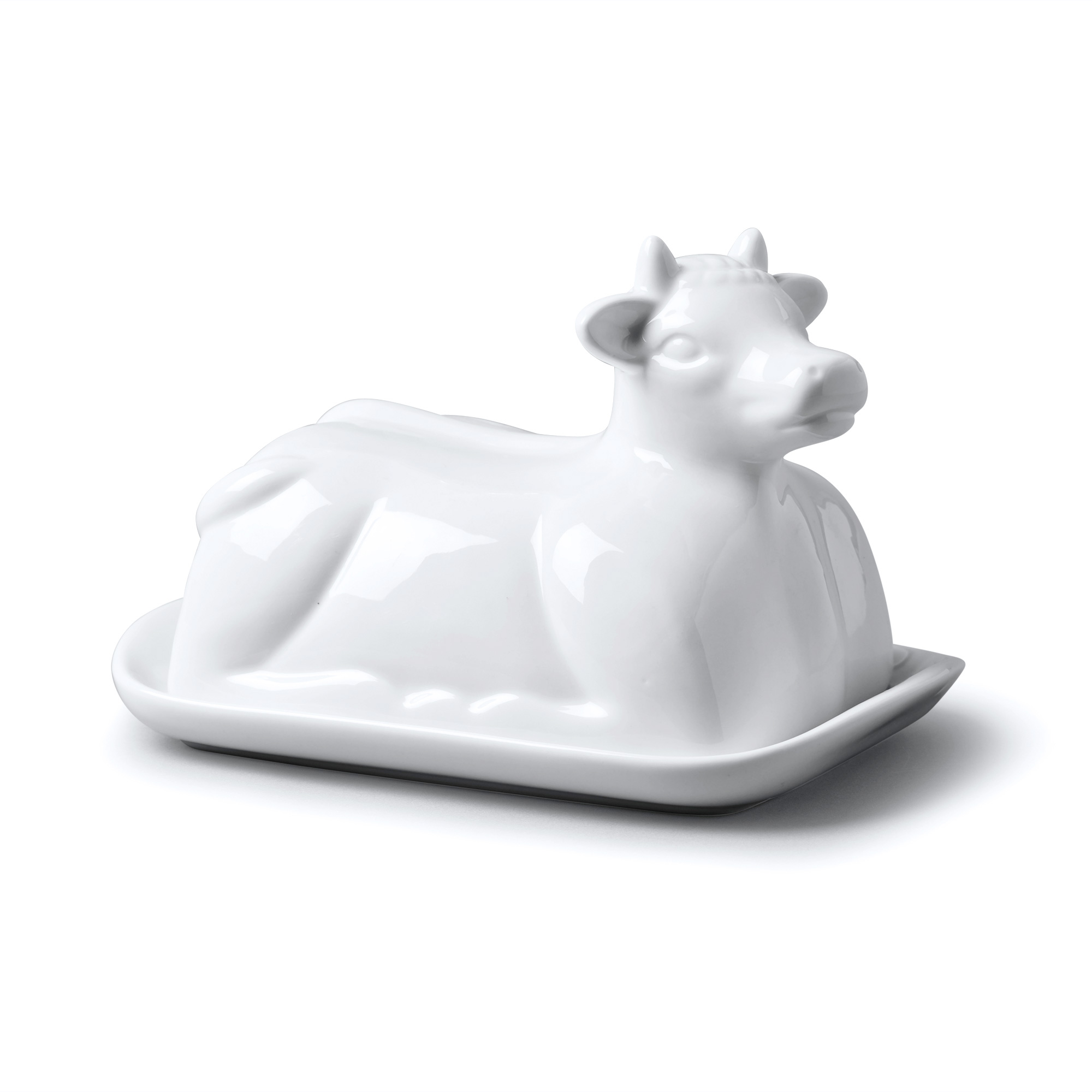 WM Bartleet & Sons 19 x 12cm Porcelain Cow Butter Dish - White