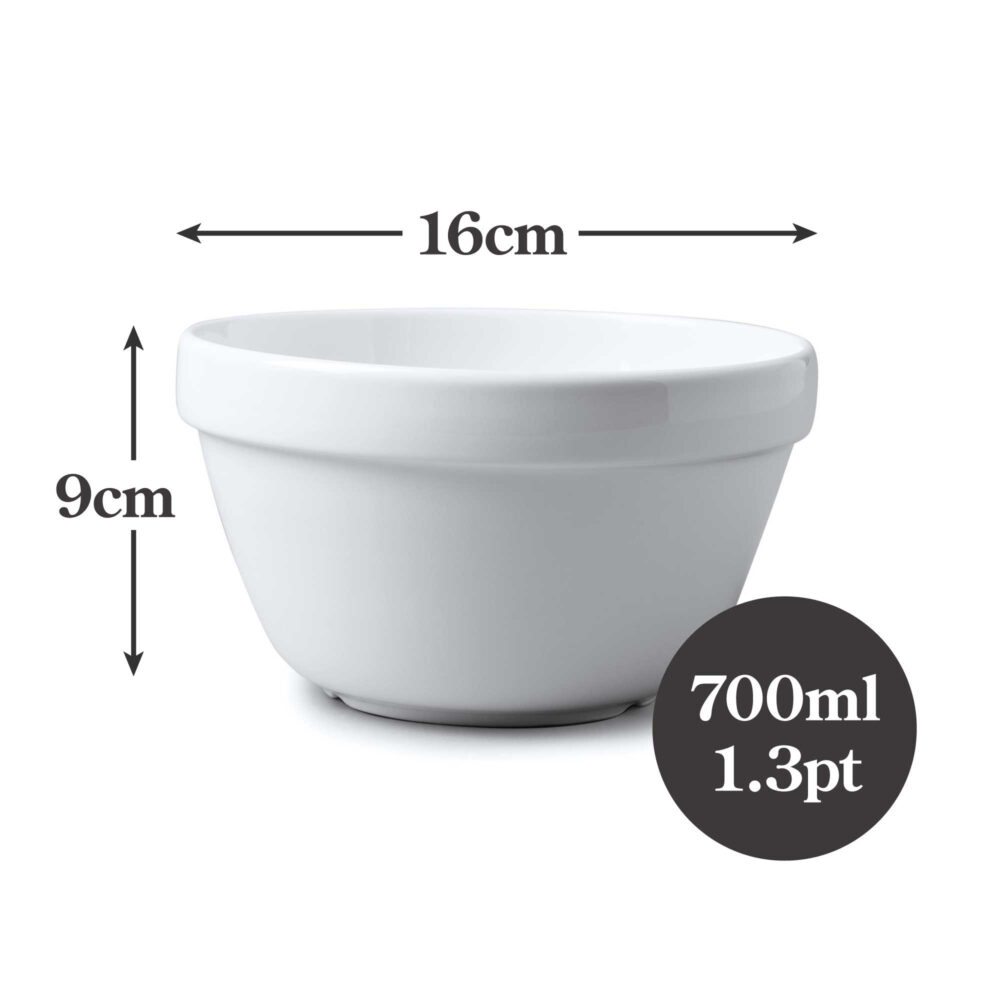 WM Bartleet & Sons 16cm, 700ml Porcelain Pudding Bowl -  White