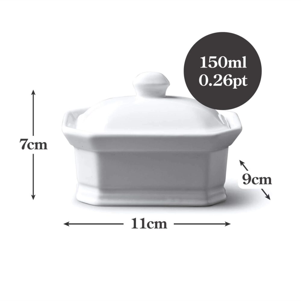 WM Bartleet & Sons 11 x 9cm Porcelain Butter Dish -  White