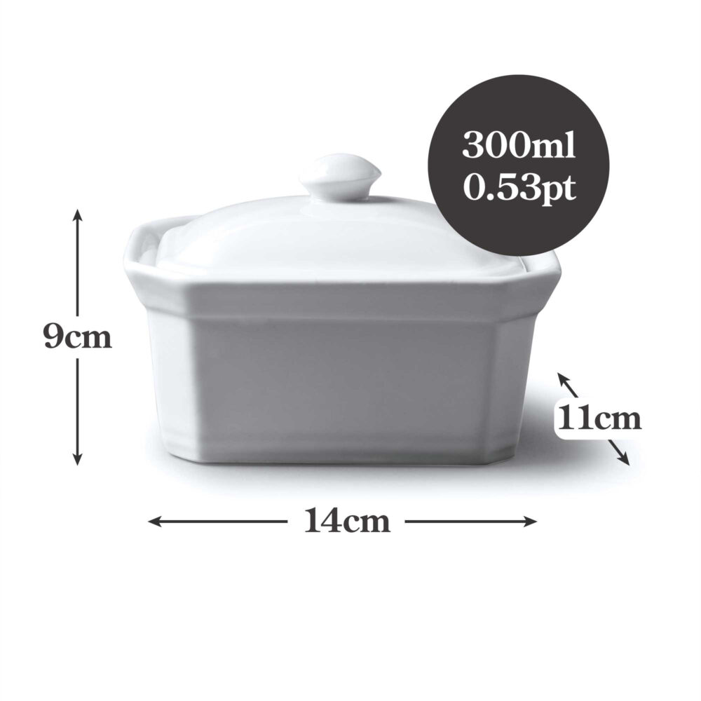 WM Bartleet & Sons 14 x 11cm Porcelain Butter Dish -  White