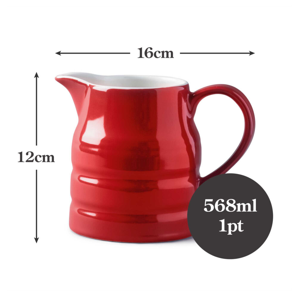 WM Bartleet & Sons 1 Pint Porcelain Churn Jug -  Red