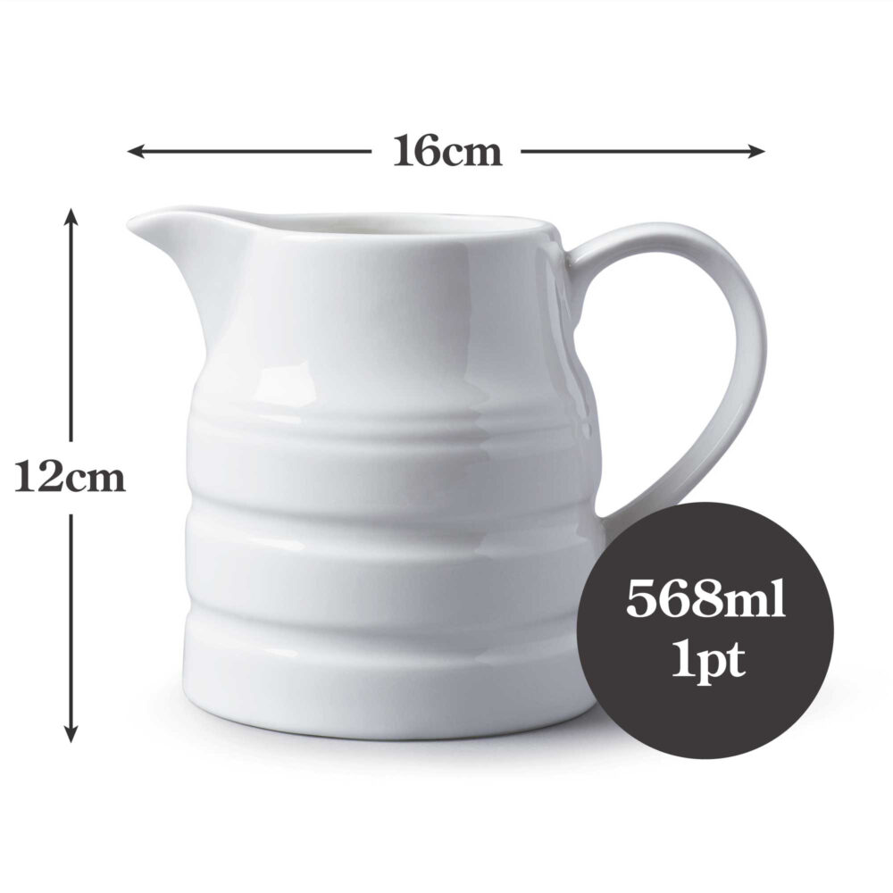 WM Bartleet & Sons 1 Pint Porcelain Churn Jug -  White