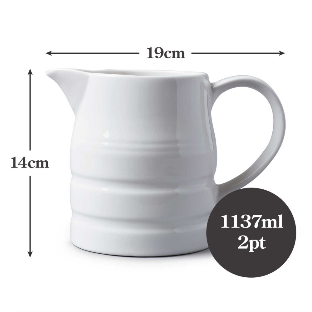 WM Bartleet & Sons 2 Pint Porcelain Churn Jug -  White