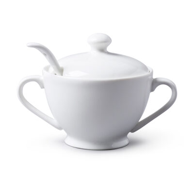 WM Bartleet & Sons 10 x 8cm Porcelain Sugar Bowl with Spoon -  White