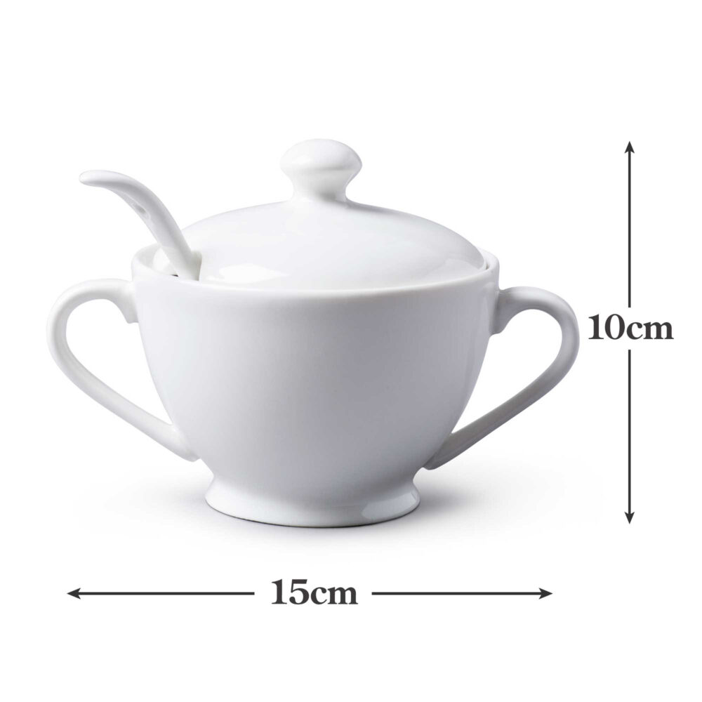 WM Bartleet & Sons 10 x 8cm Porcelain Sugar Bowl with Spoon -  White