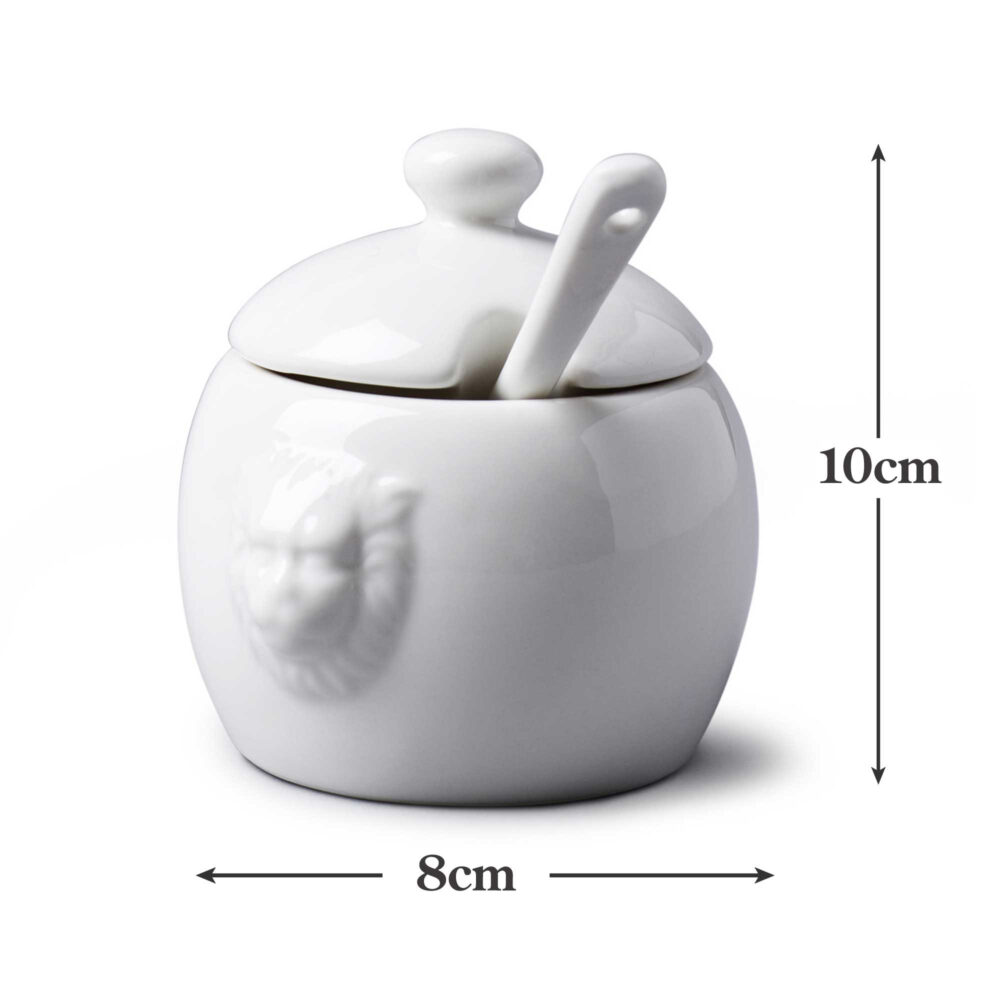 WM Bartleet & Sons 8 x 7cm Porcelain Mustard Pot with Spoon -  White