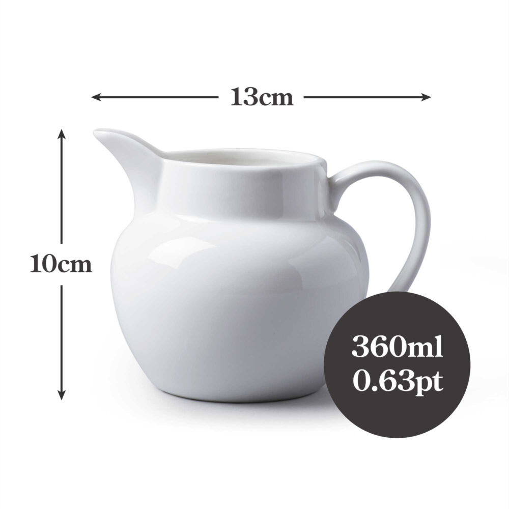 WM Bartleet & Sons 360ml Porcelain Bellied Milk Jug - White