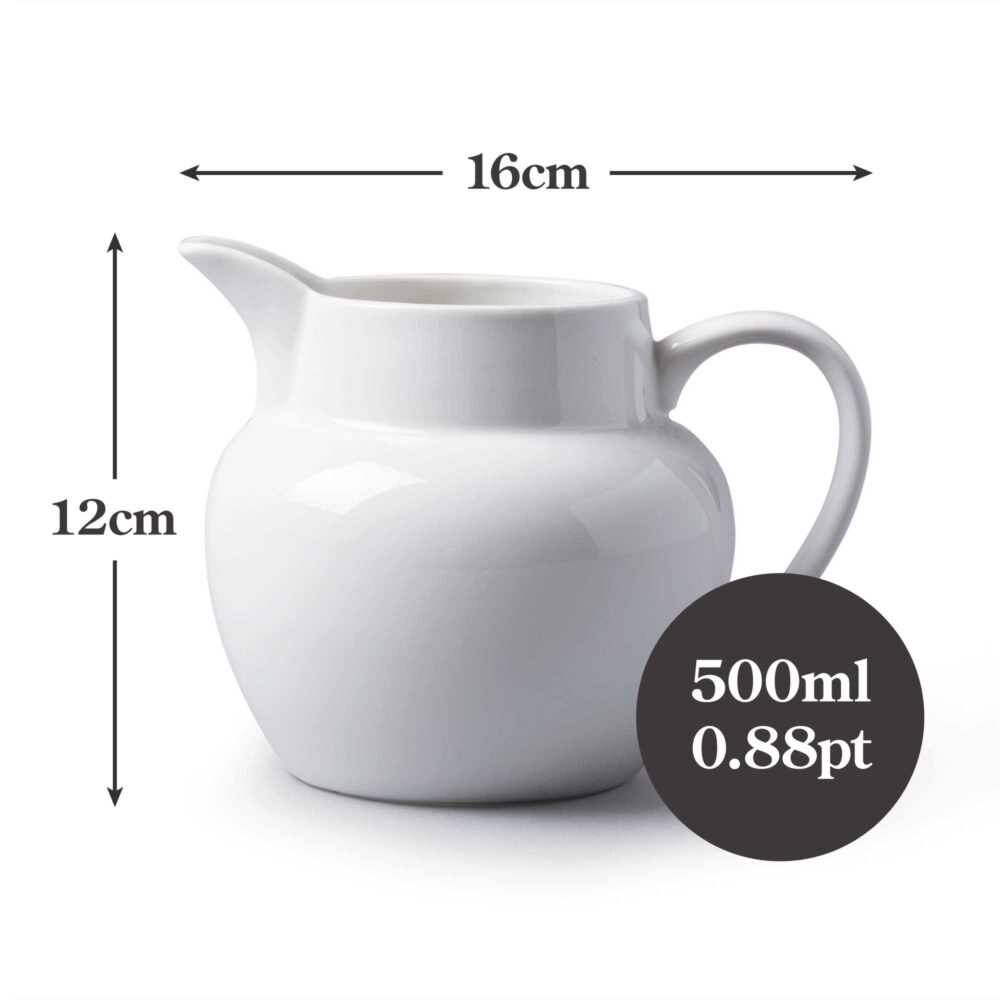 WM Bartleet & Sons 500ml Porcelain Bellied Milk Jug - White