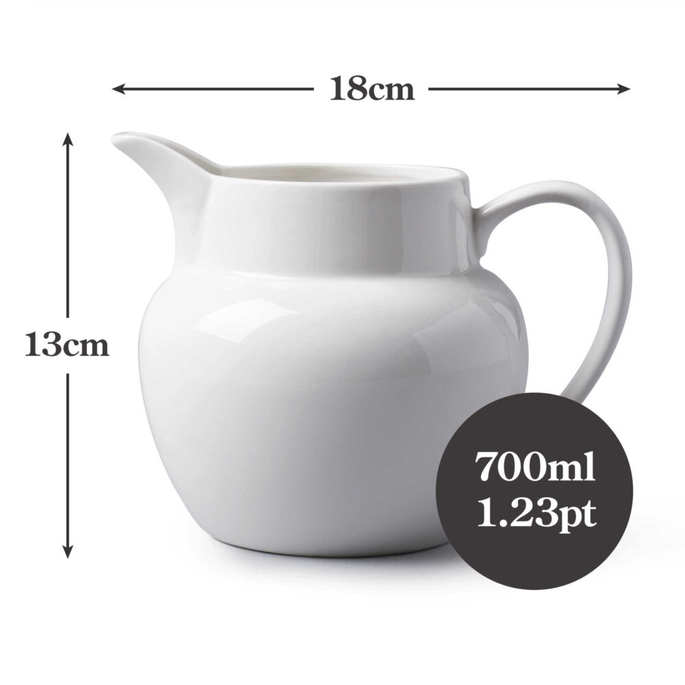 WM Bartleet & Sons 700ml Porcelain Bellied Milk Jug - White