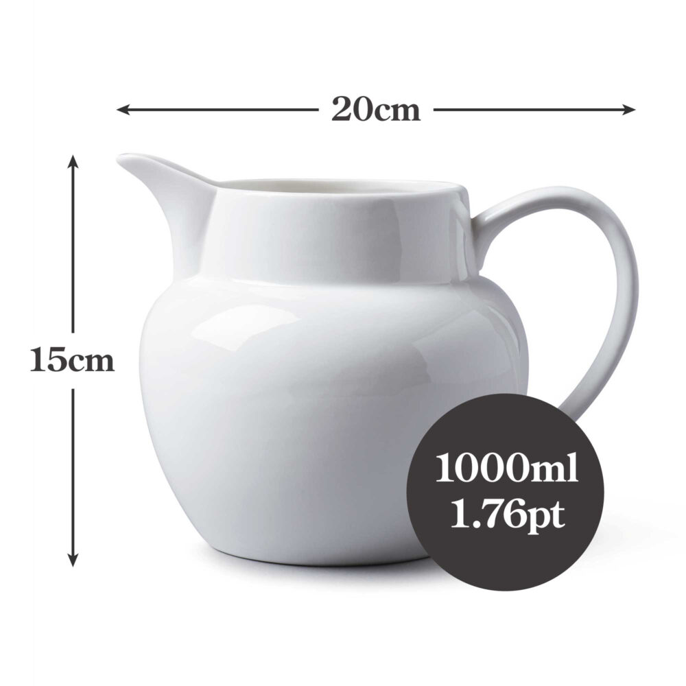 WM Bartleet & Sons 1l Porcelain Bellied Milk Jug - White