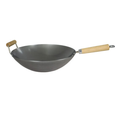 Dexam Heavy Gauge Uncoated Carbon Steel Wok with Handle - 14"/36cm