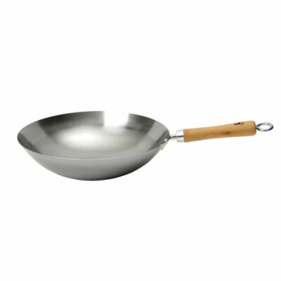 School of Wok Round Bottom Uncoated Carbon Steel Wok - 13"/33cm