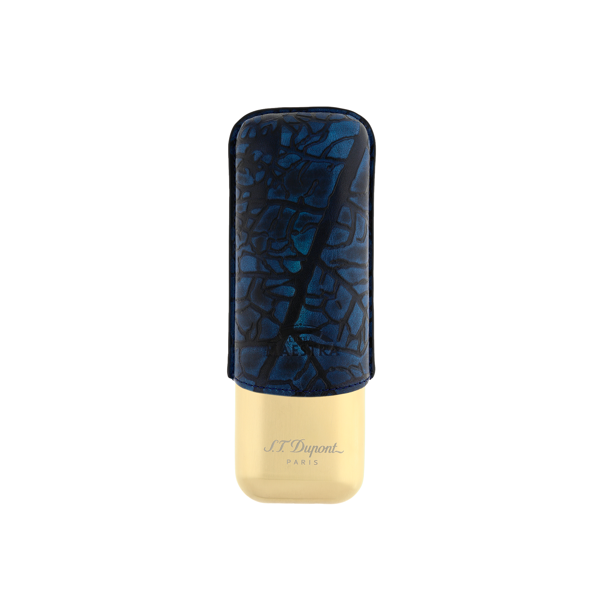 S.T. Dupont Limited Edition Partagas Double Cigar Case - Blue & Gold