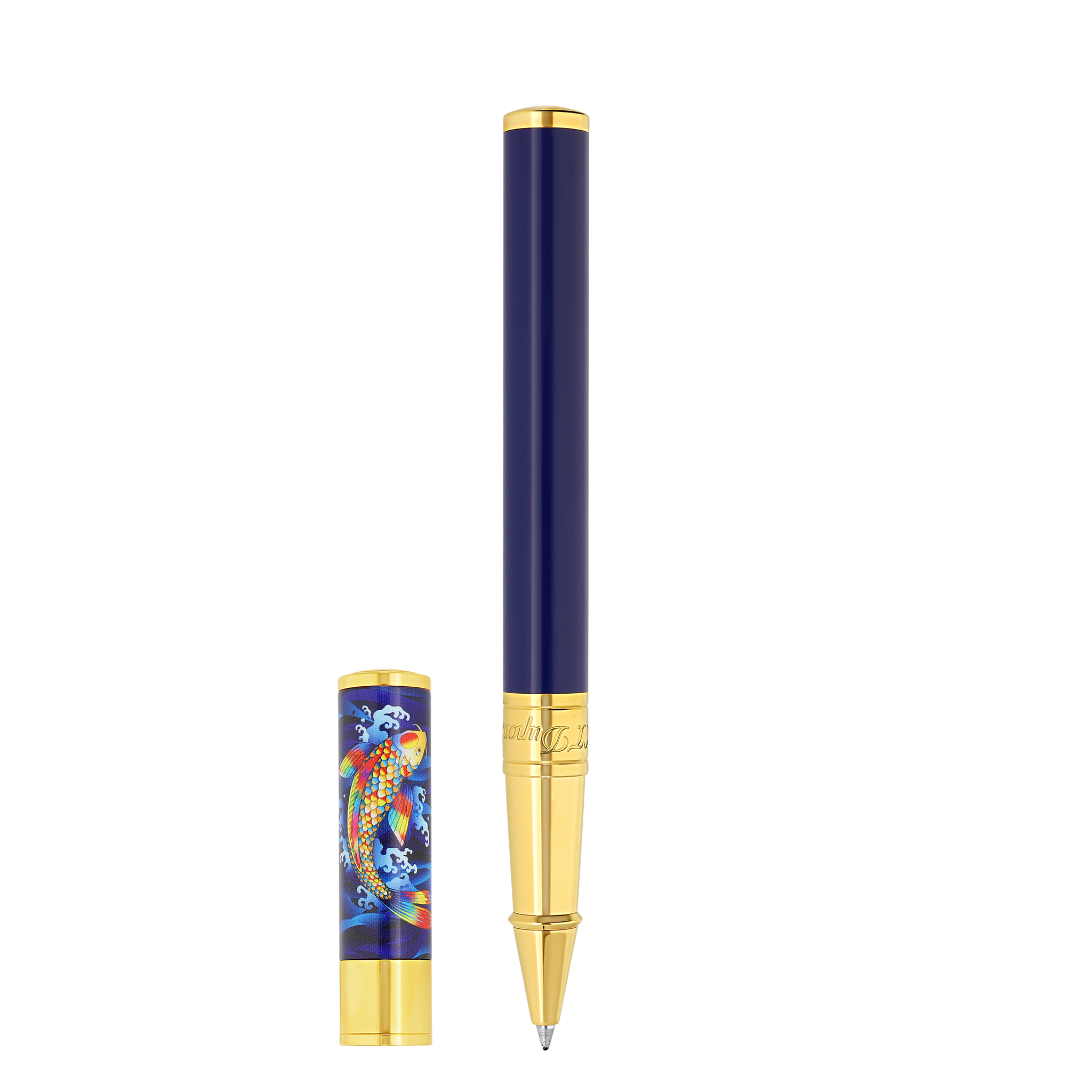 S.T. Dupont Koi Fish D Initial Rollerball Pen - Blue & Gold