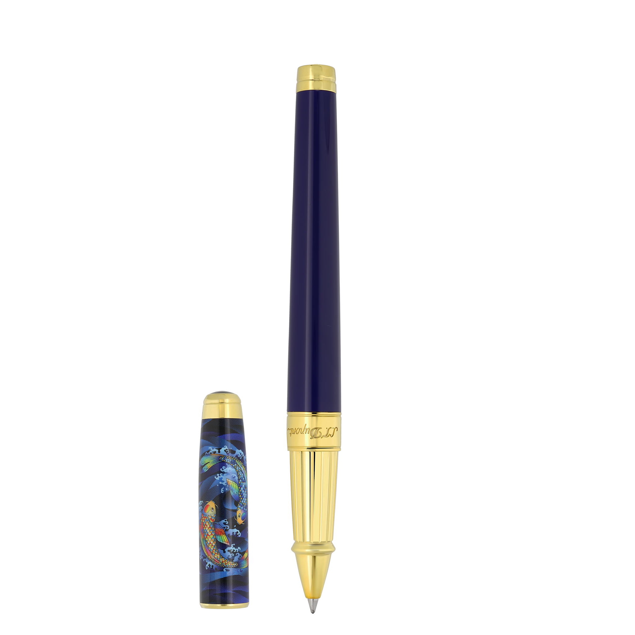 S.T. Dupont Koi Fish Eternity Rollerball Pen - Blue & Gold