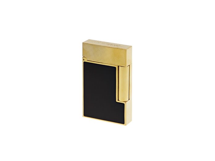 S.T. Dupont Diamond Head Ligne 2 Lighter - Matte Black & Yellow Gold